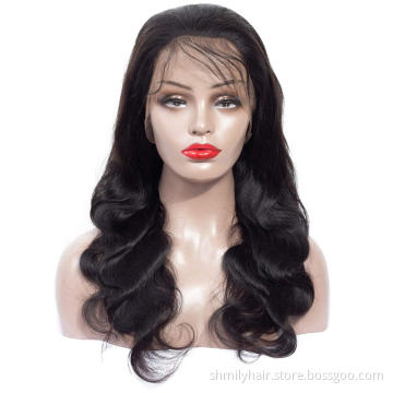 Shmily 13*4 Body Wave Glueless Swiss Lace Frontal Wig Indian Human Hair Free Samples Real Virgin Body Wave Lace Front Wig